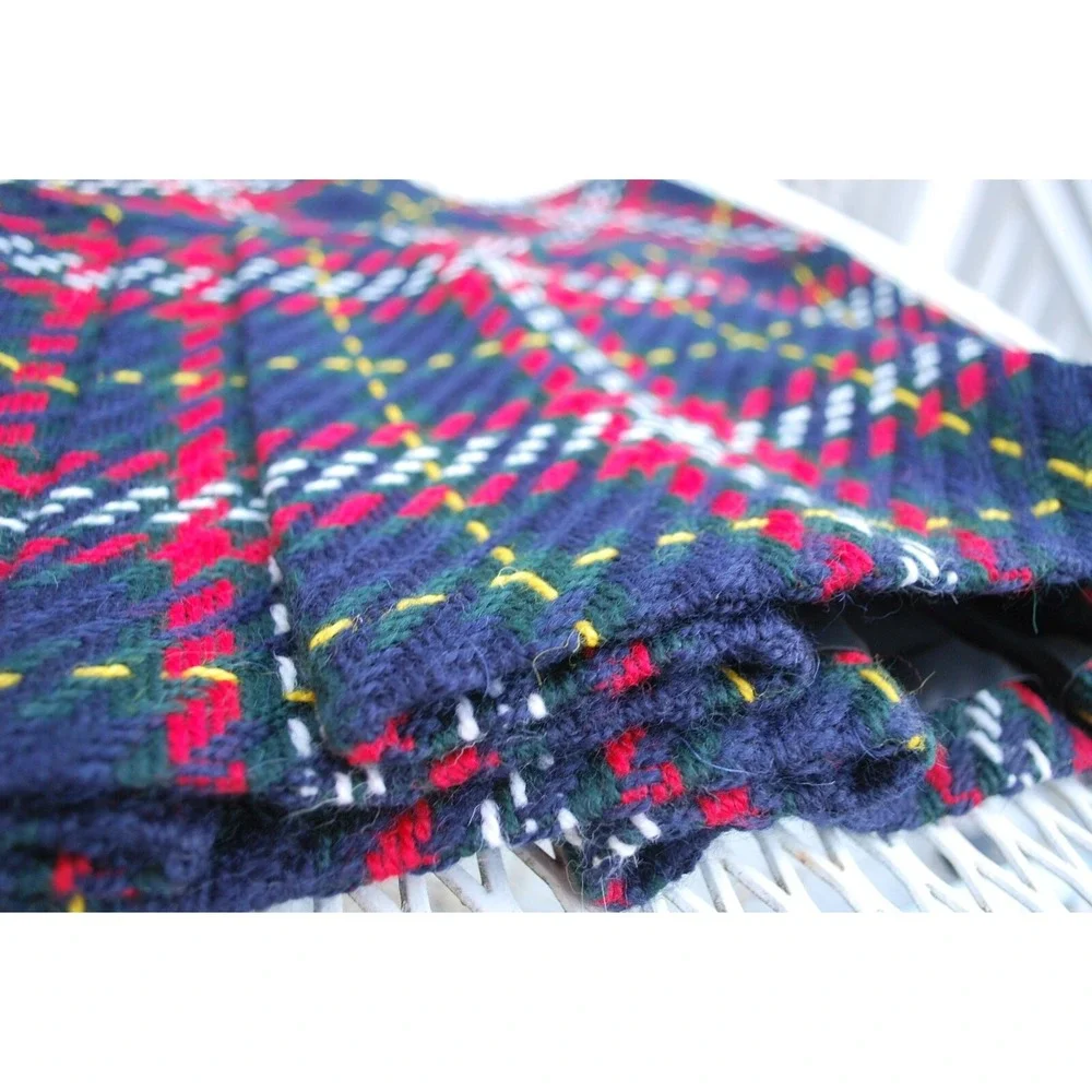 NWT Miu Miu Wool Tweed Pleated Mini Skirt in Navy Red Italy Size 38 US-2 XS